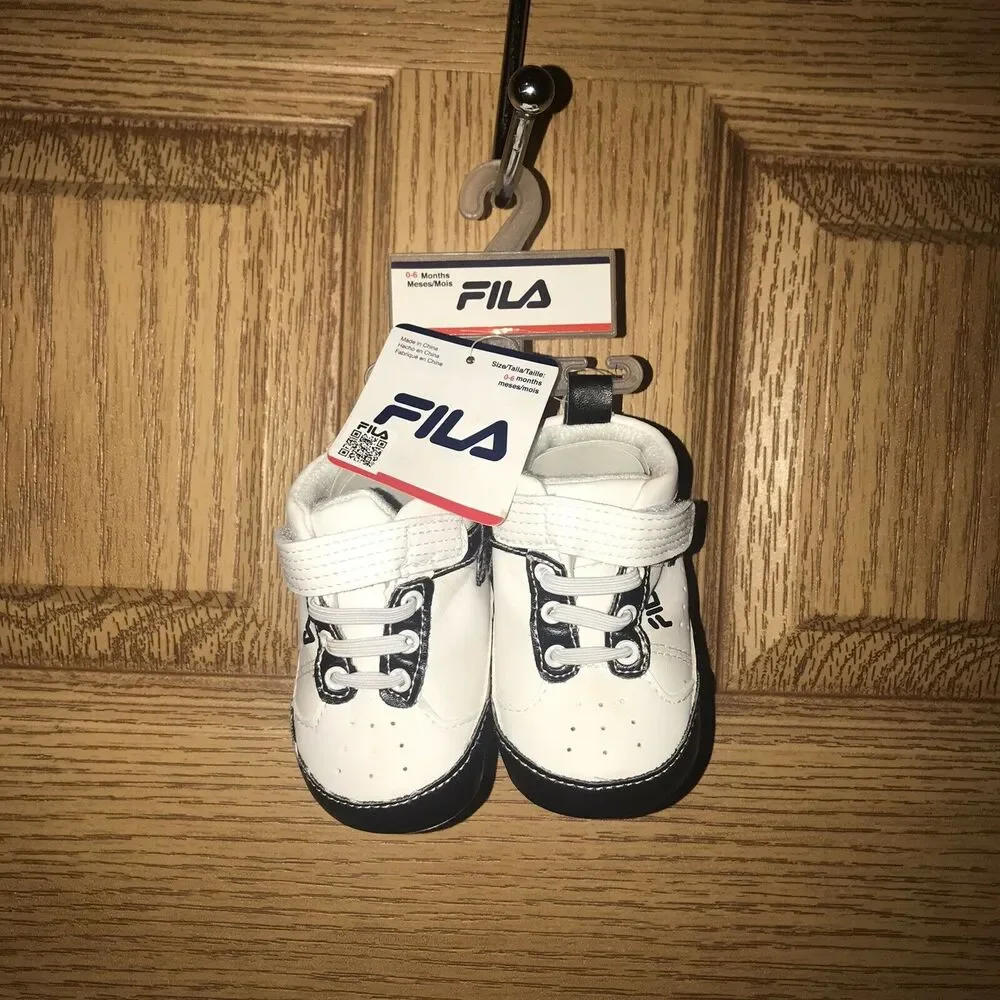 Infant Fila Shoes 0-6 Months White Blue